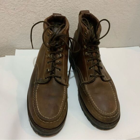Eddie Bauer Mens Ankle Boots Brown Leather  Lace Up 10.5 M - Picture 5 of 15